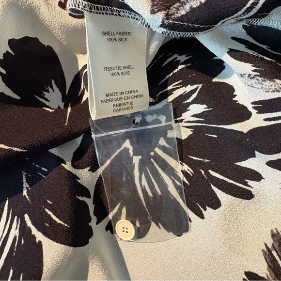 Rebecca Taylor Monochrome Floral Silk Long Sleeve Blouse 6 - Picture 12 of 12